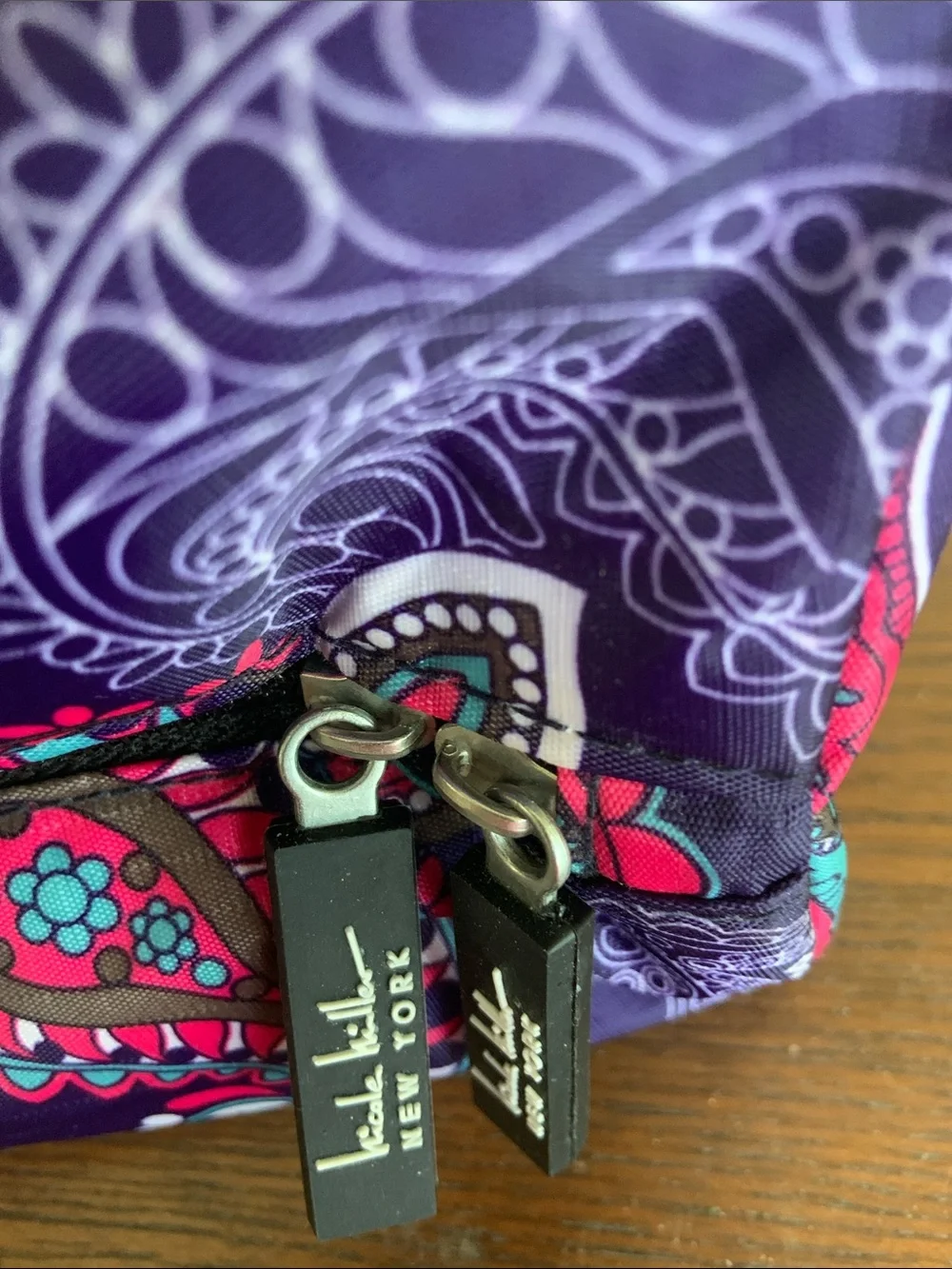 Nicole Miller  Purple Paisley Insulated Lunch Bag - Stylish Multi Pockets